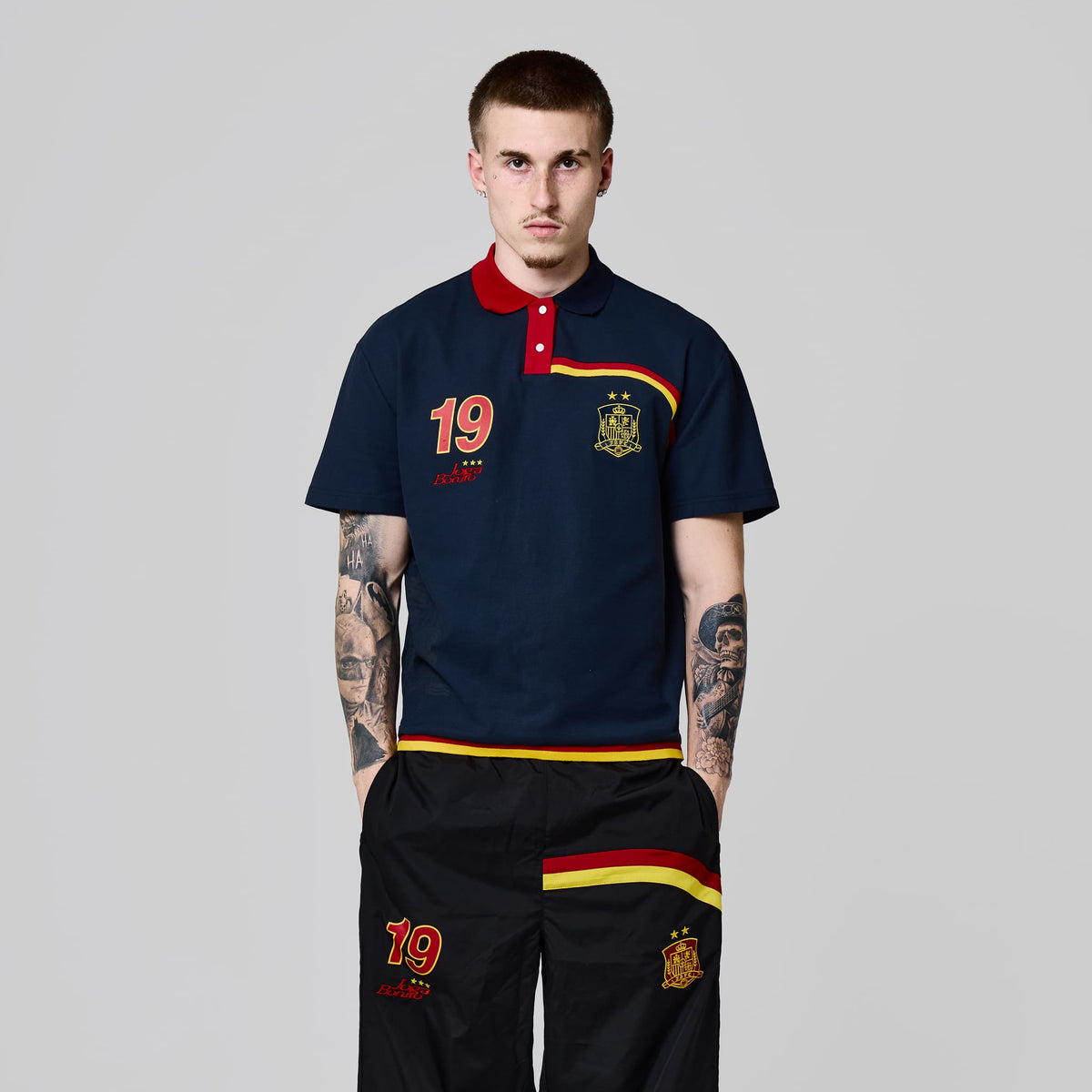 Joga Bonito Polo (Navy / Red / Gold)