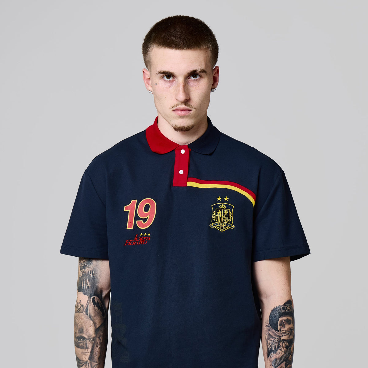 Joga Bonito Polo (Navy / Red / Gold)