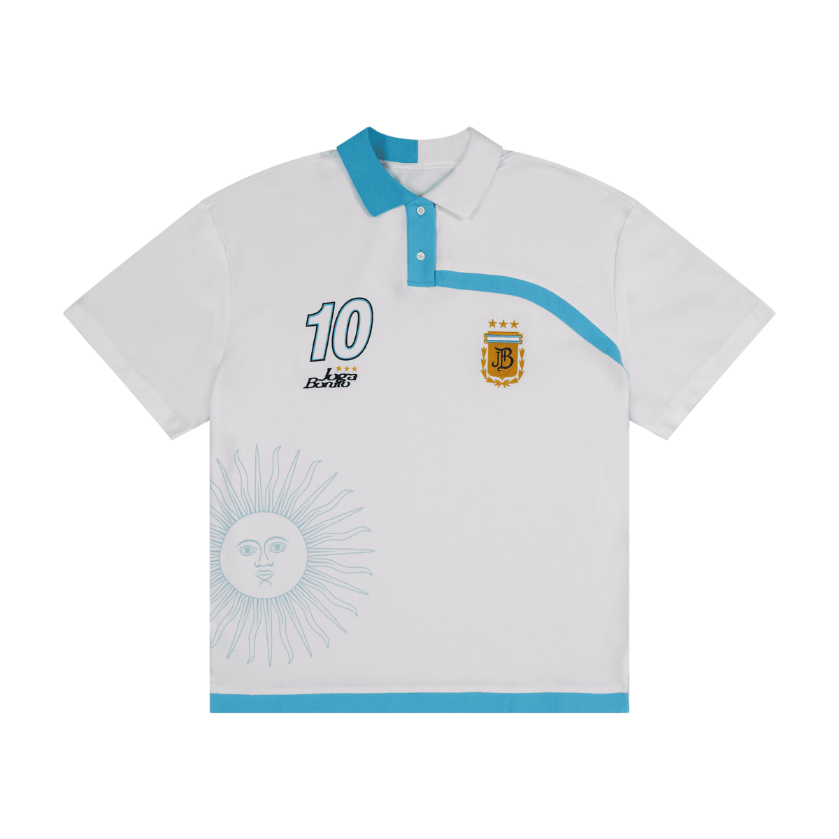 Joga Bonito Polo (White / Baby Blue)